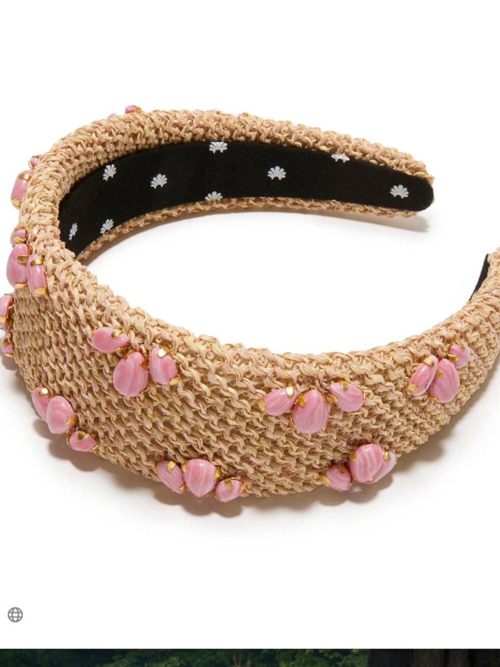 Lele Sadoughi Coral Raffia Brigitte Trilogy Stone Headband NWOT